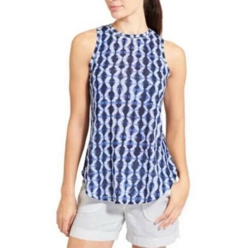 Athleta Breezy Tank Top XXS Blue Abstract Print Sleeveless Athleisure Yoga